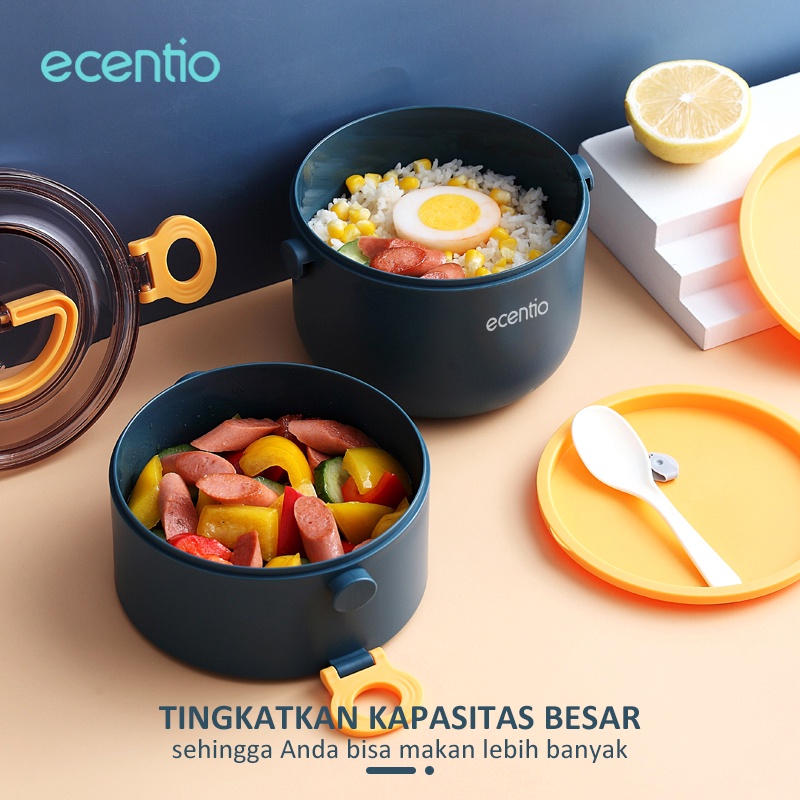 ecentio Lunch Box Set anti tumpah tahan panas Kotak makan Tempat Set dengan 4 in 1 stainless alat makan Sumpit Sendok Garpu plastik kotak