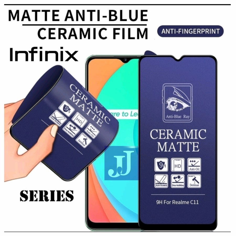 Tempered glass Ceramic Blue INFINIX Series/bcia/Anti Minyak Gores Pelindung Protector Cover Layar Screen Handphone Kamera