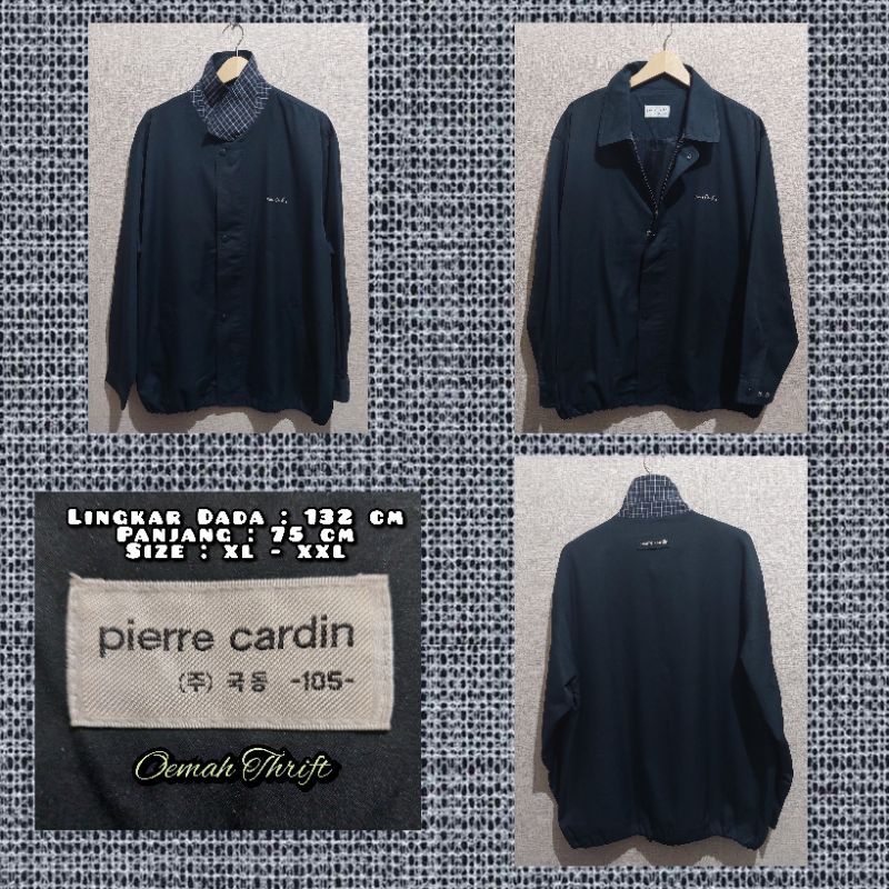 Jaket Vintage Harrington Merk Pierre Cardin Warna Navy Second Original.