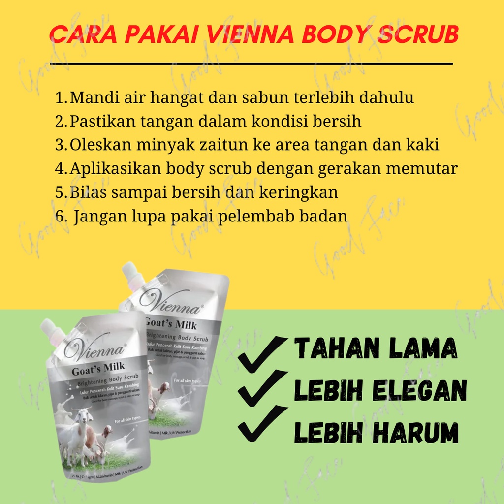 VIENNA BRIGHTENING BODY SCRUB SACHET LULUR VIENNA REFFIL 250GR GOAT MILK