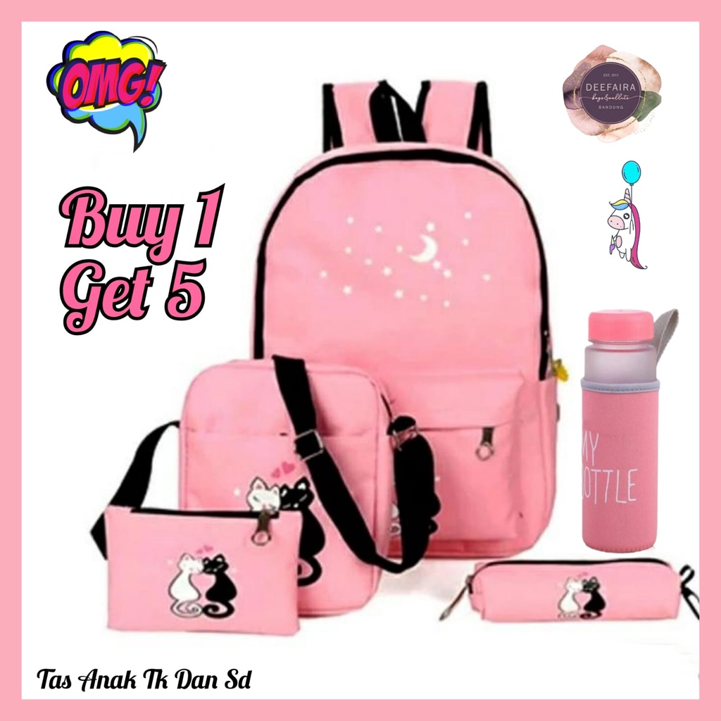 Tas Sekolah Anak TK SD Set 4in1 Bonus My Bottle