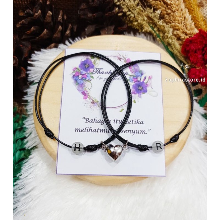 1 SET/ 2PCS GELANG COUPLE HURUF GLOW IN THE DARK MAGNET LOVE/ GELANG INISIAL MENYALA