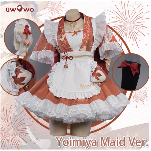 PRE-SALE UWOWO Yoimiya Cosplay Game Genshin Impact Fanart Maid Nahida Cosplay Yoimiya Douji Costume Role Play Outfit