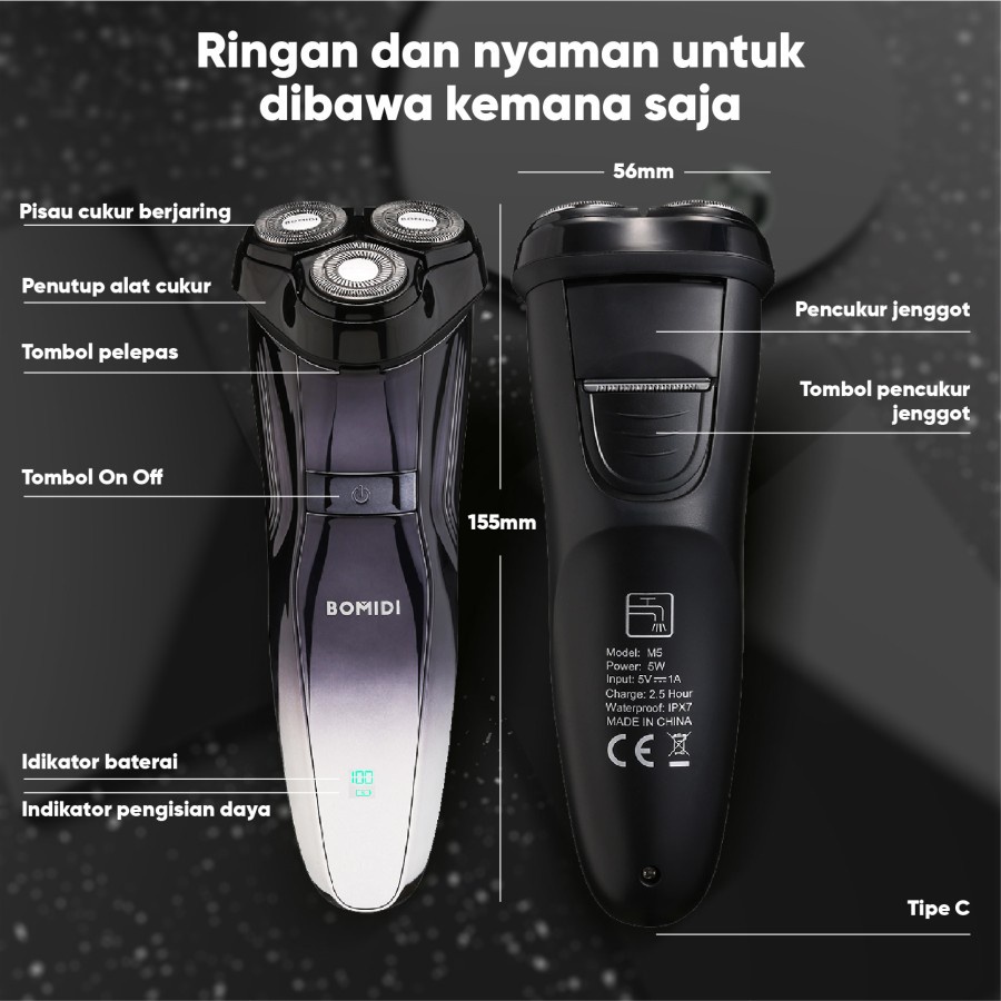BOMIDI M5 Alat Cukur Rambut Kumis Jenggot Shaver Electric Elektrik