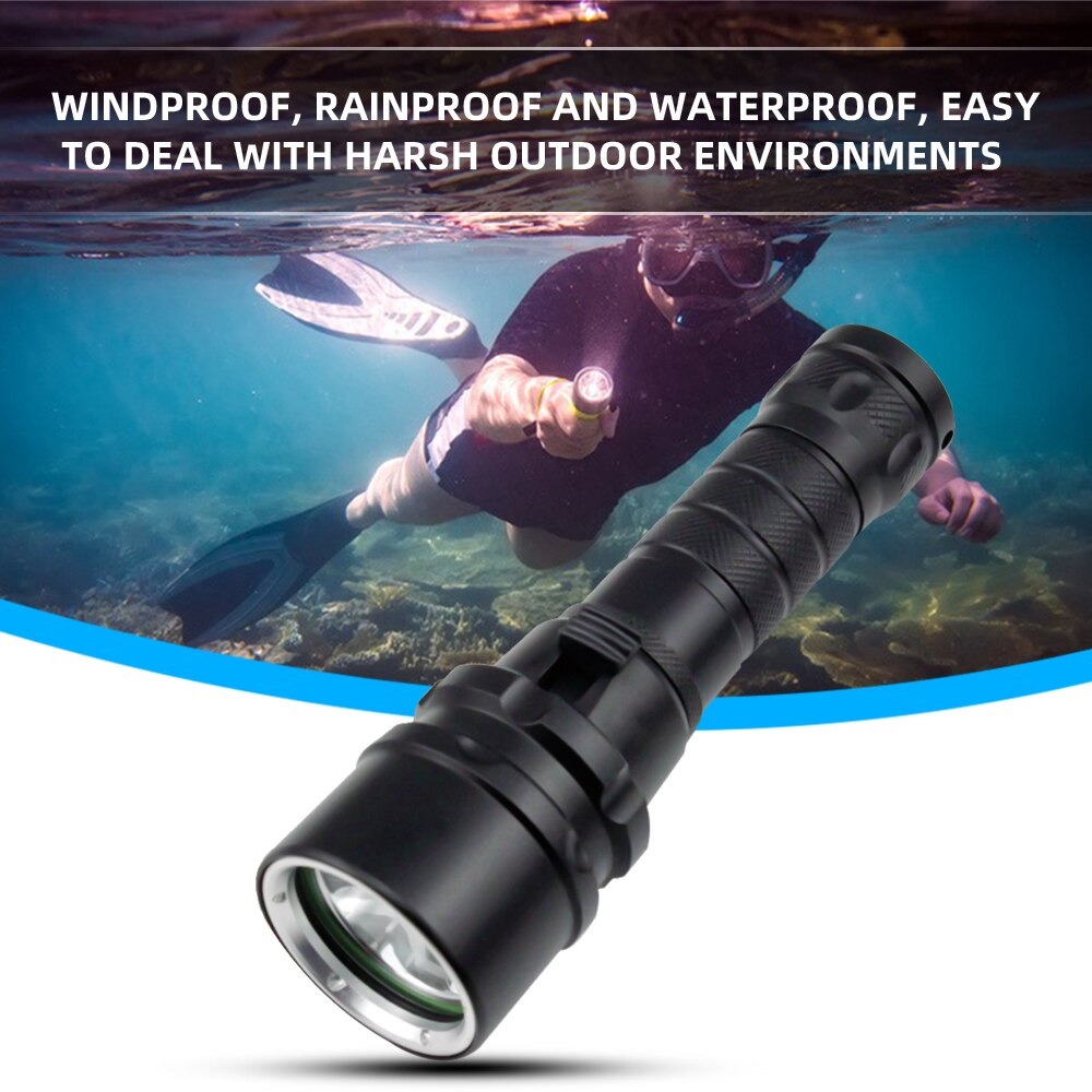 Senter LED Diving Flashlight Waterproof L2 1200 Lumens - G300 - Black