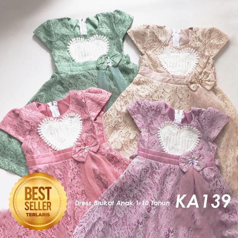 Gaun Brukat Anak Perempuan 2 3 Tahun Dress Pesta Ulang Tahun Mewah Elegant Baju Warna Coksu Sage Gre