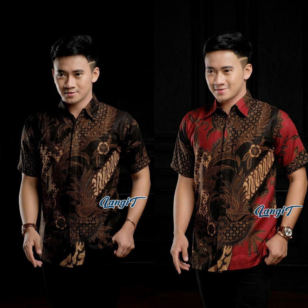 Kemeja batik lengan pendek motif raka