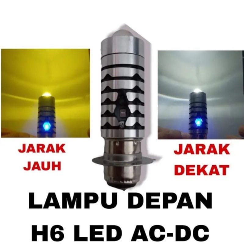 LAMPU DEPAN MOTOR H6 AC DC 2 WARNA DEKAT PUTIH JAUH KUNING + LAMPU SENJA BIRU PUTIH DEKAT PUTIH JAUH