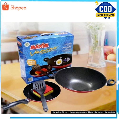 MAXIM Wajan Valentino 2 Set Teflon / Penggorengan Frypan PROMO