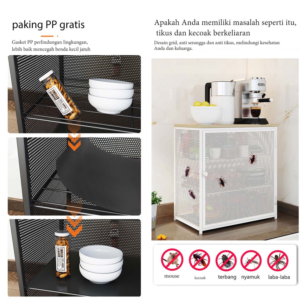 ⚡⚡⚡Lemari Piring Minimalis Rak Dapur Meja Piring Kotak Penyimpanan Organizer Logam Bernapas Dengan Rak Piring Kabinet Piring Mini Kecil Persediaan