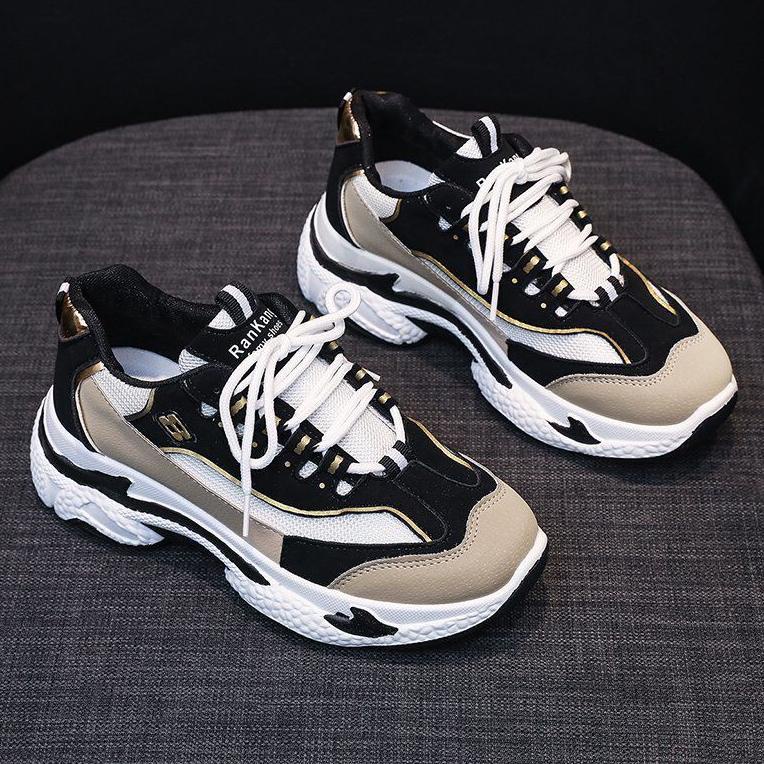 TERBAIK [ HOBO ID ] SNEAKERS WANITA KOREA SEPATU OLAHRAGA WARNA COKLAT DAN HITAM CEWEK