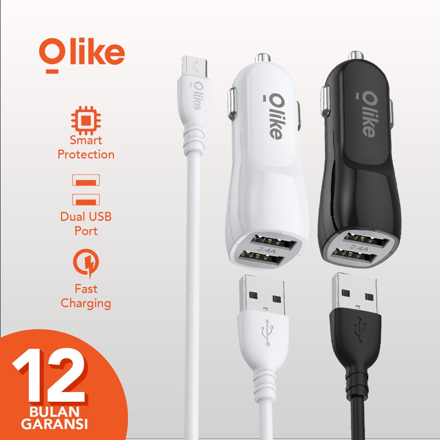 Olike Car Charger Mobil Dual Port USB Fast Charging 2.4A R1