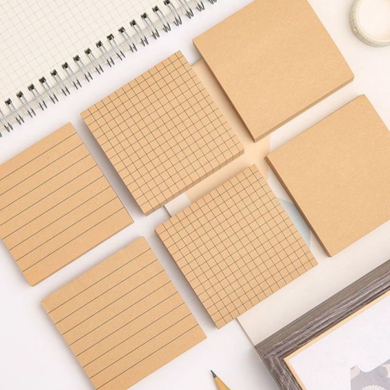 

80Lembar SIMPLE Memo Sticky Notes Plain Paper Brown Coklat Rustic