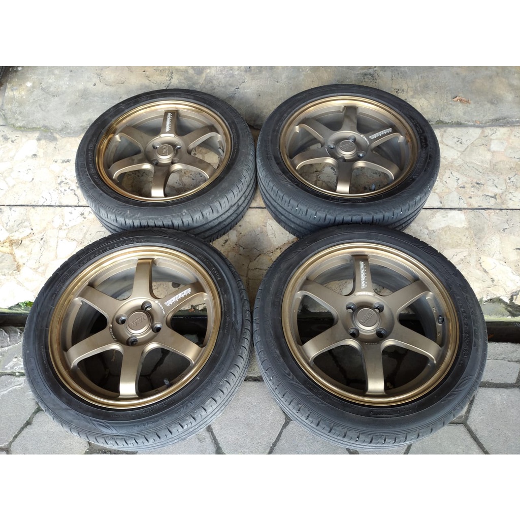 VELG MOBIL SECOND TE37 RING 16 LEBAR 7 PCD 4X100 + BAN DUNLOP(2) 195 50 R16