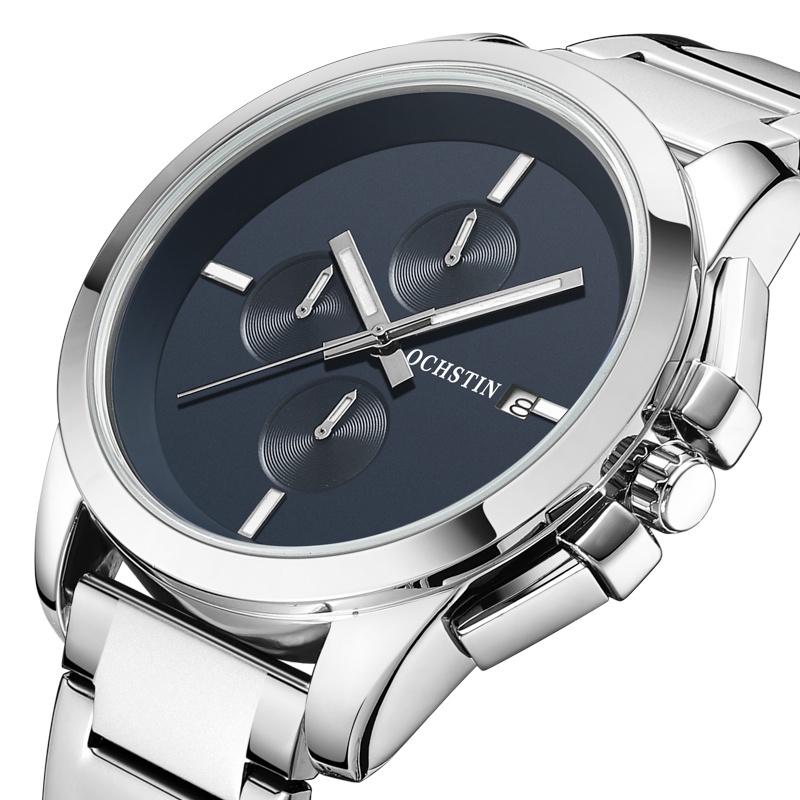 OCHSTIN 2022 Pria Kuarsa Chronograph Jam Tangan Bercahaya Top Brand Mewah Biru Sederhana Date Dial H