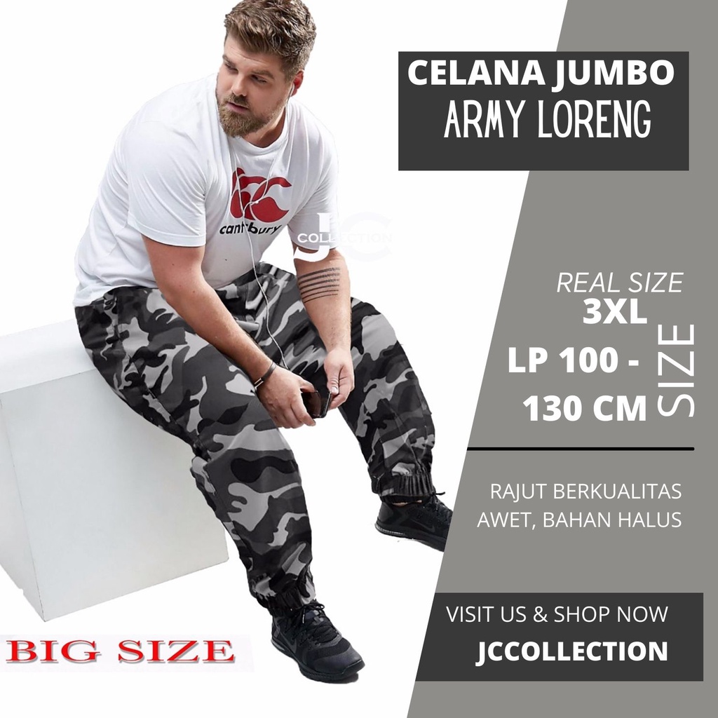 Celana Panjang Pria Jumbo Motif Army  / Jogger Army Loreng Big Size 3XL - JCCollections