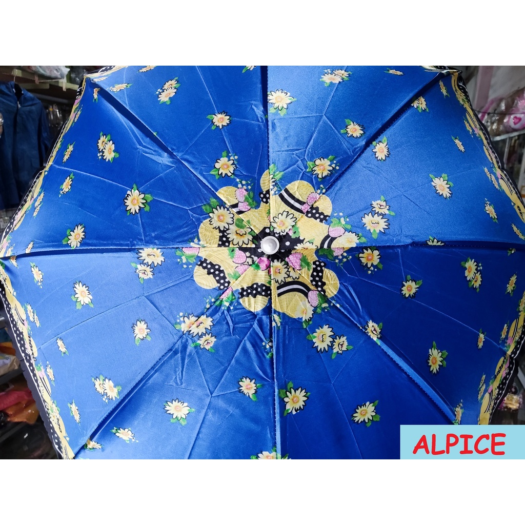 Payung Motif Bunga Lipat 3 Saten Satin