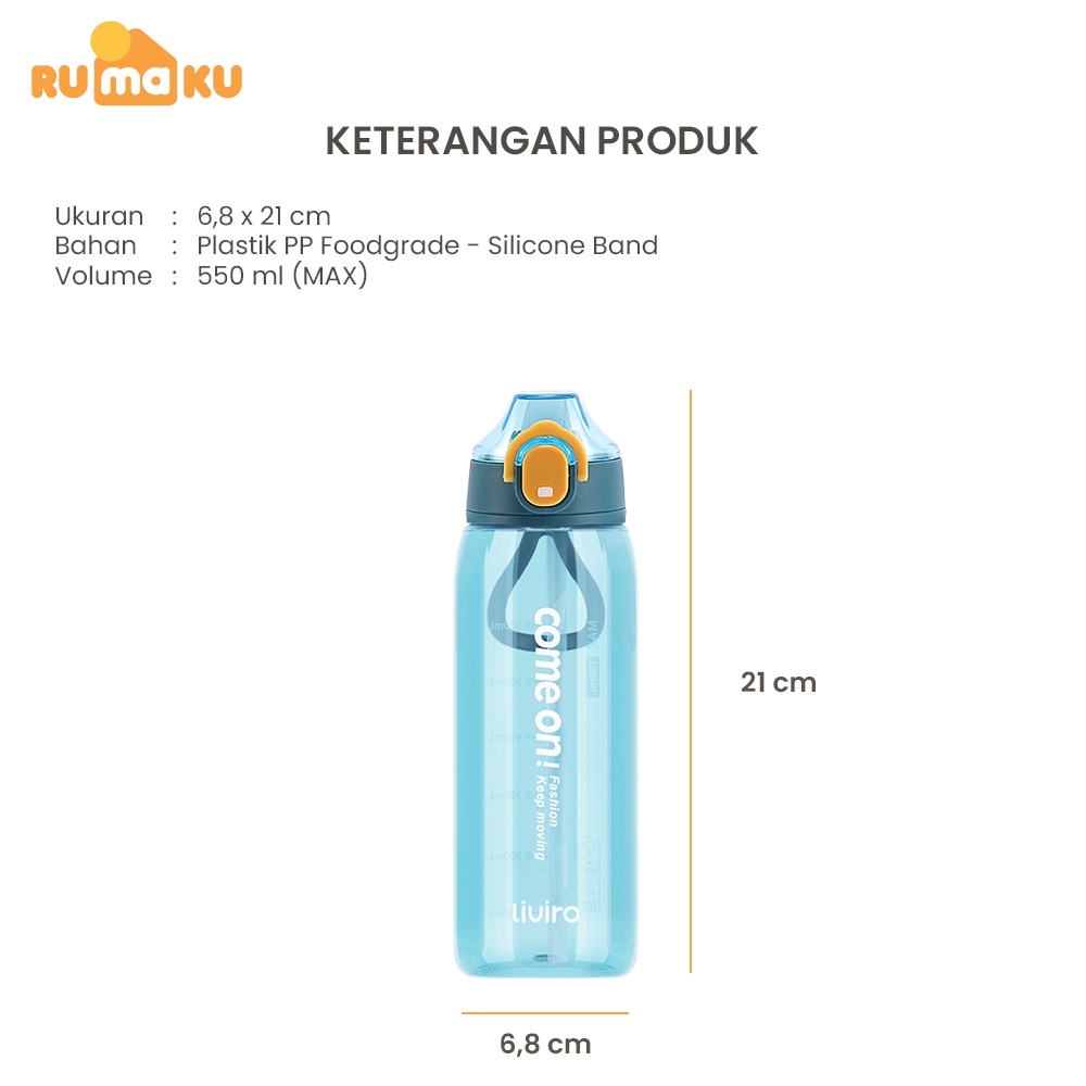 Rumaku Botol Minum Pop Cap Lock Botol Anak Sport Cup 550 ml Botol Air Anak Imut
