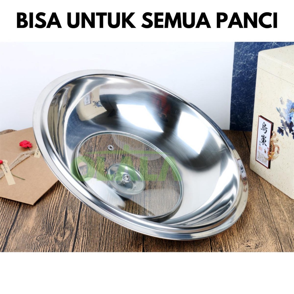 TUTUP PANCI KUALI STAINLESS KACA HANDLE KNOP PENTOL ANTI PANAS  OLL-CH4533