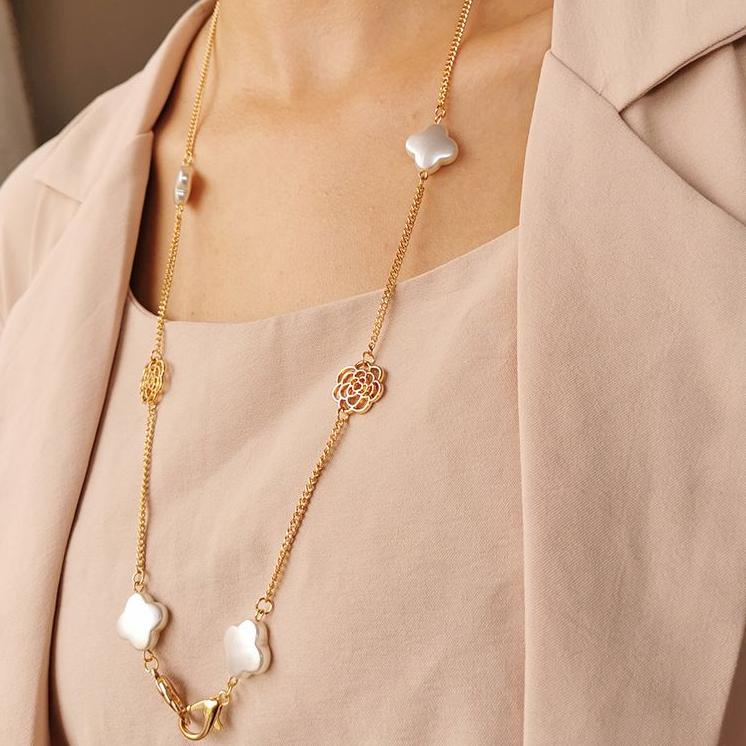 ✨MEGA ⚡ALE✨  Strap Masker 2in1 Rantai Kacamata 2Fungsi Import Wanita Rantai Mutiara Clover / Gantung