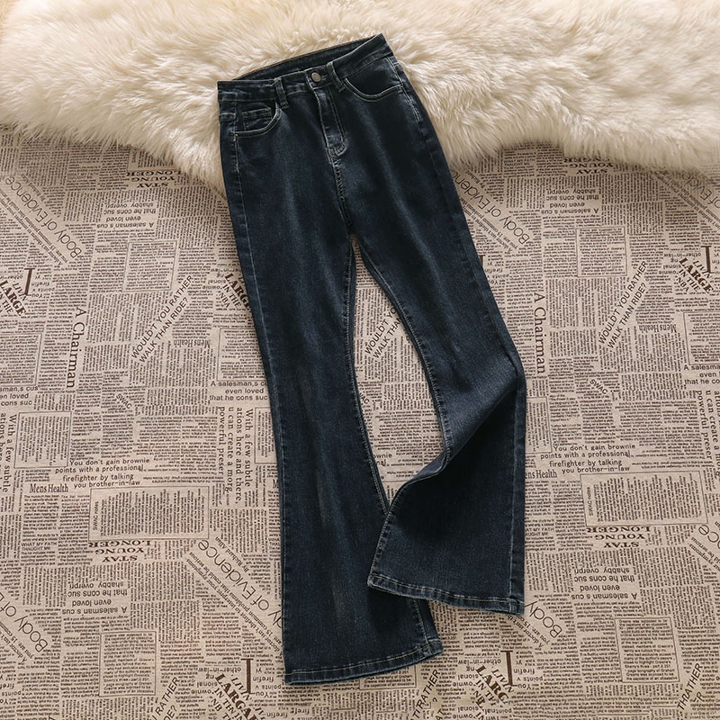 Kelabu hitam Cutbray Jeans / Highwaist Skinny Celana Jeans Wanita (realpict)