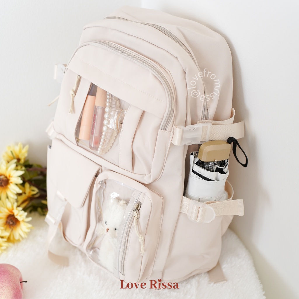 Ransel Felicia Backpack Colorful Ransel Pastel Color Korean Style Tas Wanita Kekinian Tas Laptop Waterproof Bag Tas Sekolah Ransel Wanita Travelling Love Rissa