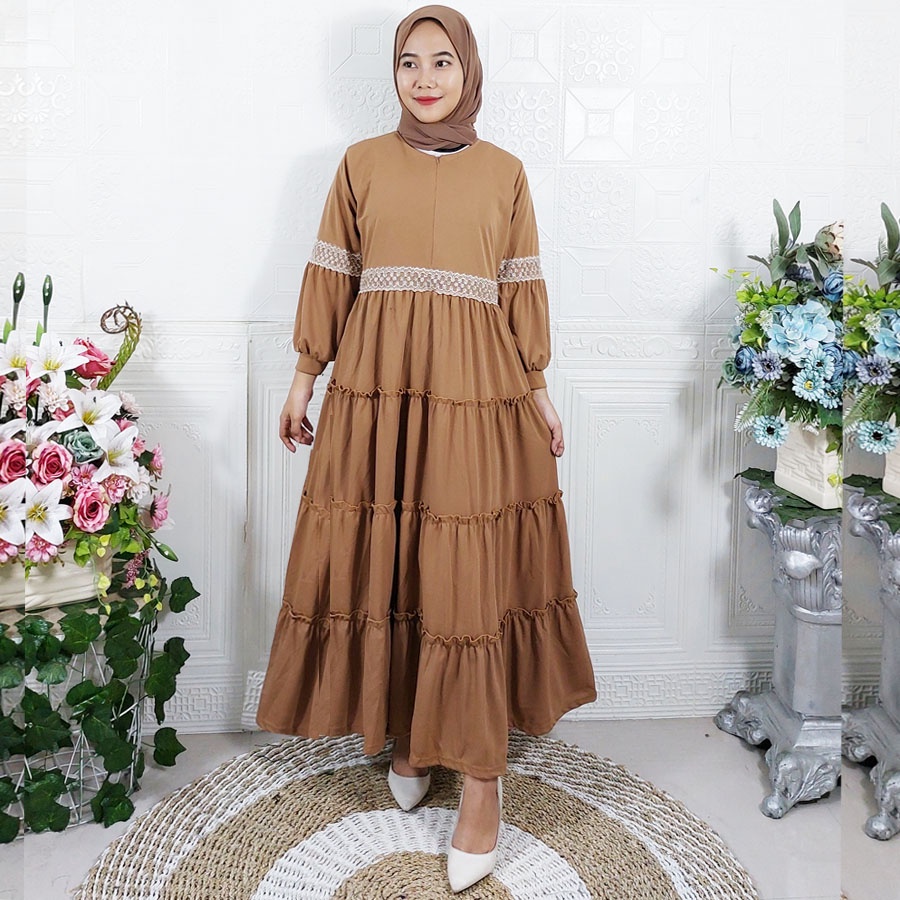 CARLINA GAMIS RENDA SAVINA ANJANI MAHIRA CERUTY PANJANG WANITA DRESS