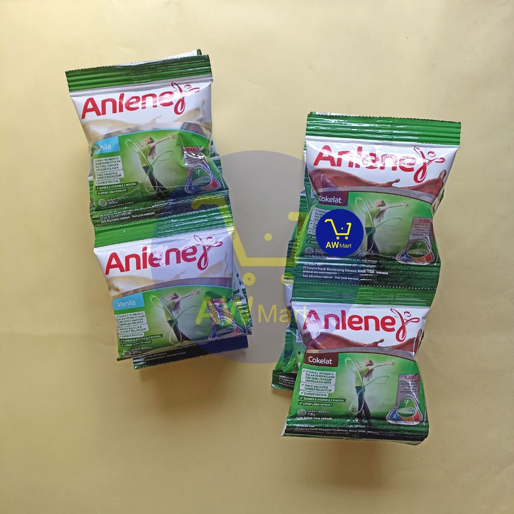 SUSU ANLENE  RENCENG ISI ( 10 SACHET X 20 GRAM ) - SUSU ANLENE BUBUK RENCENG COKELAT DAN VANILLA