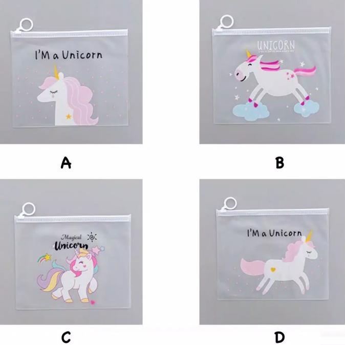 Dompet unicorn pouch tempat pensil sabun plastik waterproof transparan