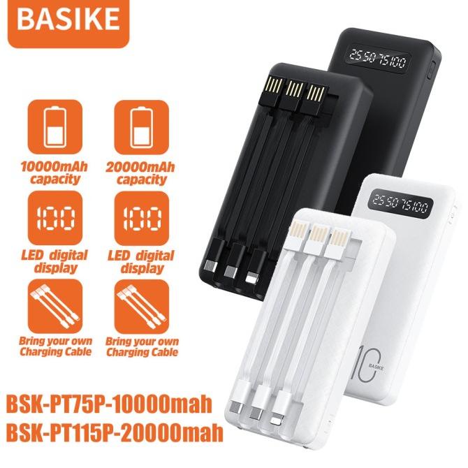 JUAL Powerbank 20000mah atau10000mah BASIKE Dengan 3 kabel pengisi daya