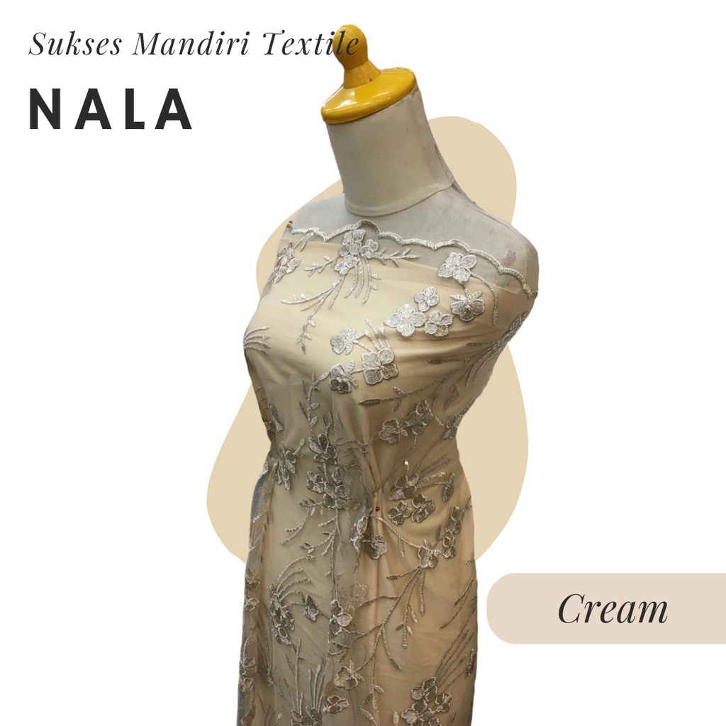 [NALA] Brokat Tulle Mewah Gaun Pesta Tille Dress warna Cream Krem Kuning Muda | Harga ½ meter = 50 c