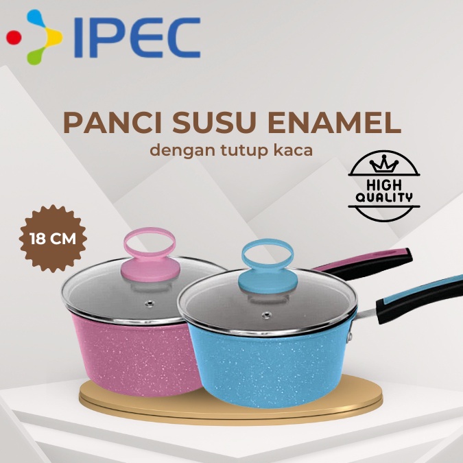 Panci Susu Enamel anti lengket tutup Kaca 18 cm 4118