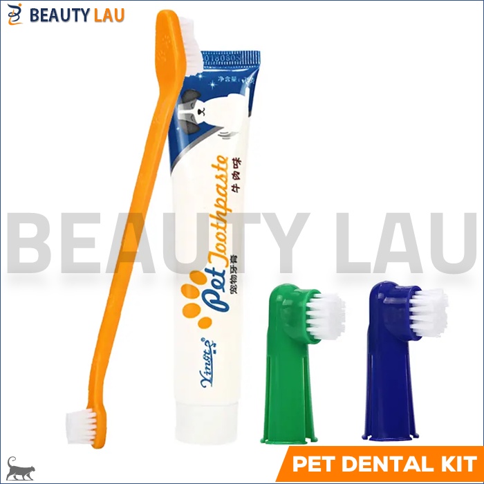 1SET SIKAT ODOL PASTA GIGI KUCING ANJING PET DENTAL GEL PET TOOTHBRUSH  TOOTHPASTE