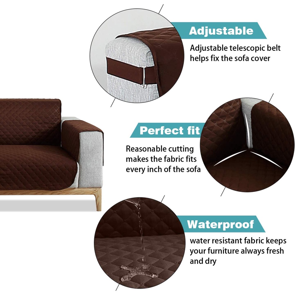 Quilted Waterproof Sofa Slipcover 190x196 Cm - Pelindung Sofa Anti Air 190x196 Cm