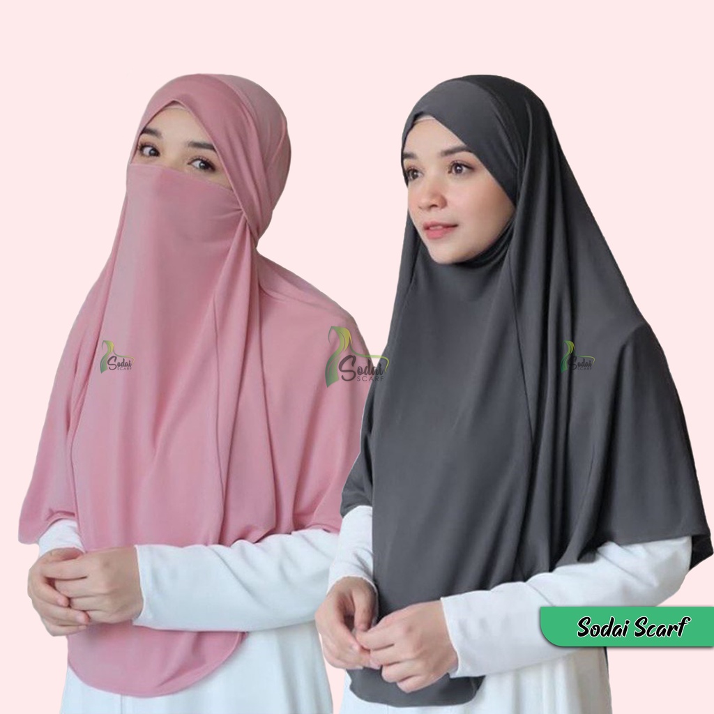 Jilbab Kerudung Khimar French Khimar Niqob Cadar 2 In 1 Jersey