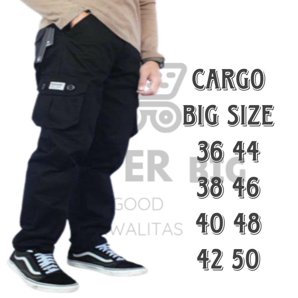 Celana Cargo Panjang Pria Melar Elastis/Celana Cargo Big Size 36-50/Celana Cargo Panjang Pria/Celana