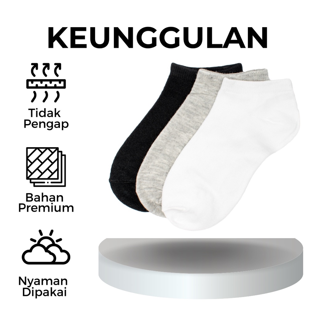 Kaos Kaki Pendek Semata Kaki Polos Pria Wanita Dewasa Unisex