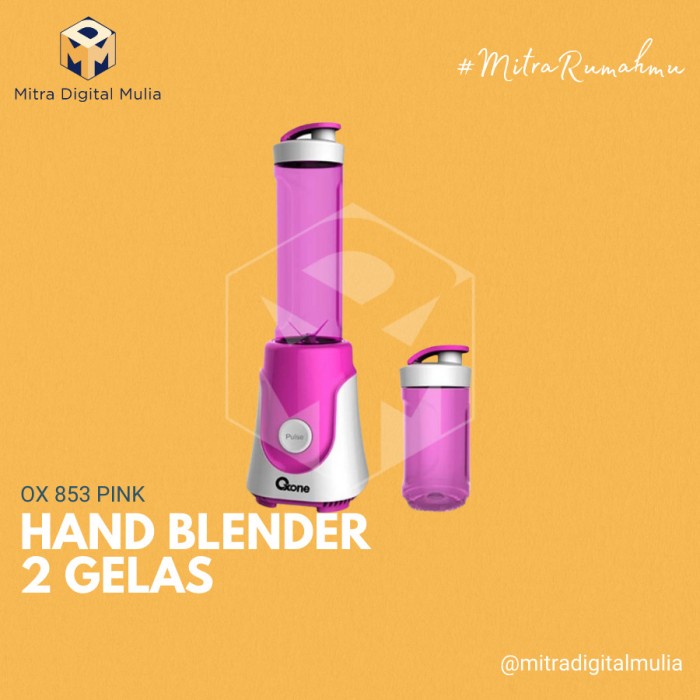 Oxone - OX 853 Personal Hand Blender 2 gelas Pink