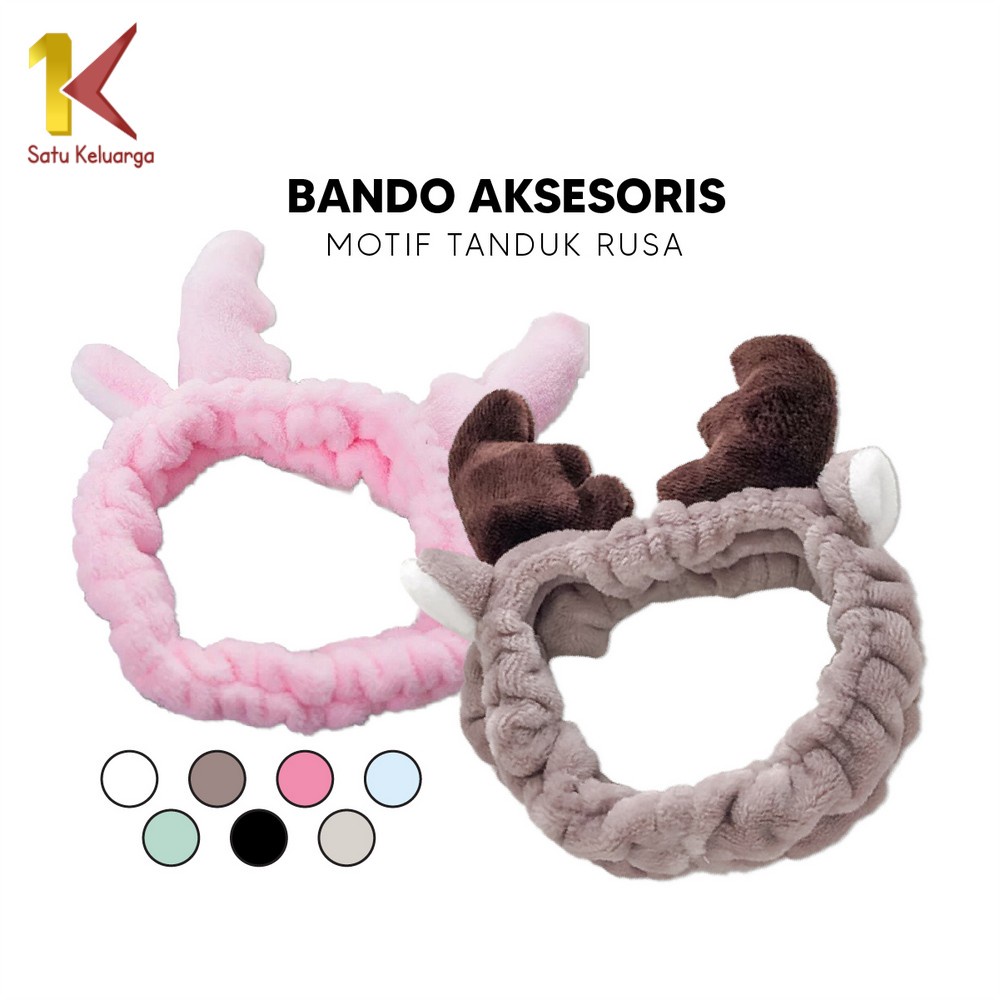 Satu Keluarga Bandana Masker Bando Korea Facial Motif Tanduk Rusa C68 Headband Fashion Cewek Lucu Wa