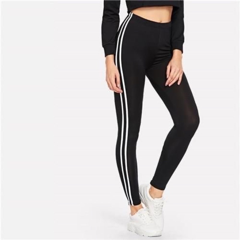 Celana Legging Wanita Olahraga Double List Strip Cl07