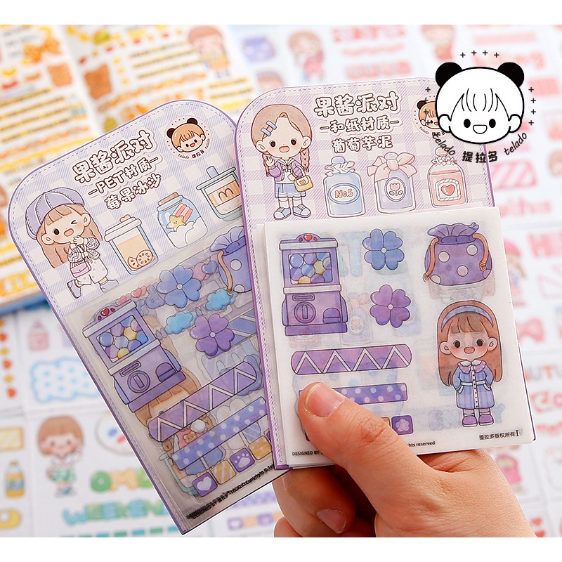 

20 Lembar/SET Stiker PET motif murah dan lucu untuk dekorasi handbook Tidak perlu memotong Karakter aesthetic kartun korea anti air Design scrapbook DIY Cute cartoon waterproof plastik diary sticker Daily planner Untuk tumbler laptop hp buku kotak pensil