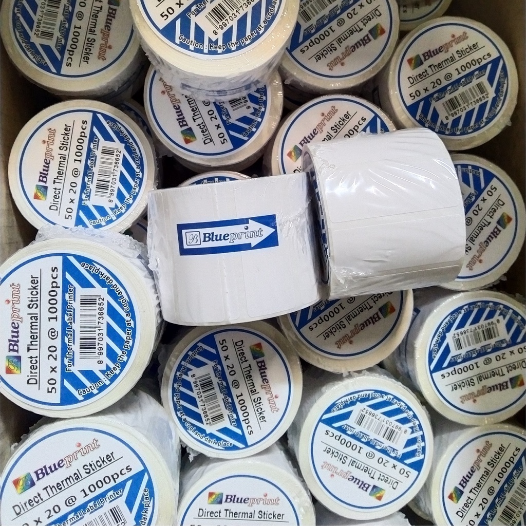 Direct Thermal Sticker Label 50 x 20 mm 1line Blueprint Stiker Barcode 50x20 DTS