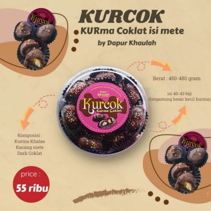 

KURCOK Kurma Coklat Isi Kacang Mete Lembut Gurih Lezat Dan Termurah