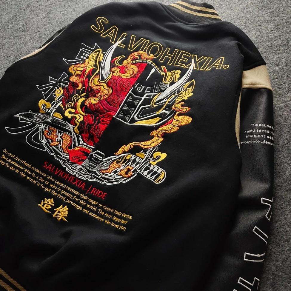 STOK TERBATAS Varsity Jacket HITAM CREAM Jaket Varsity Pria Premium HITAM LEATHER Nascar Varsity Bas