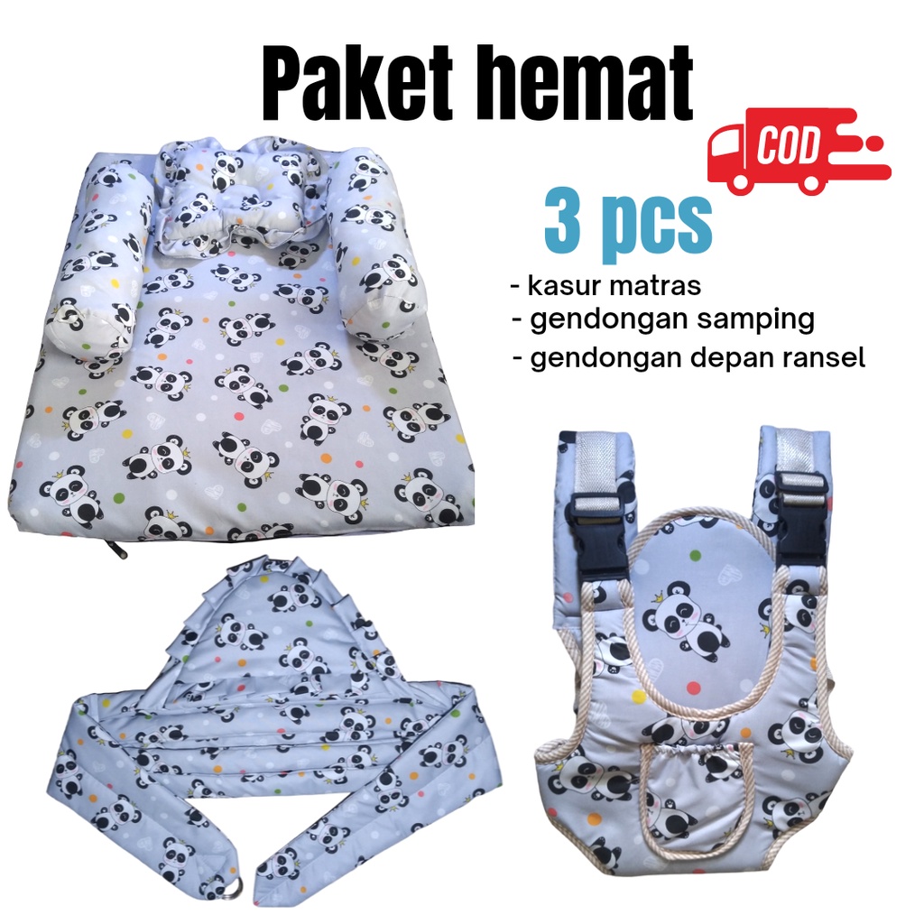 Paket hemat 3 in 1 / Kasur matras baby + gendongan dean ransel+ gendongan samping topi baby termurah