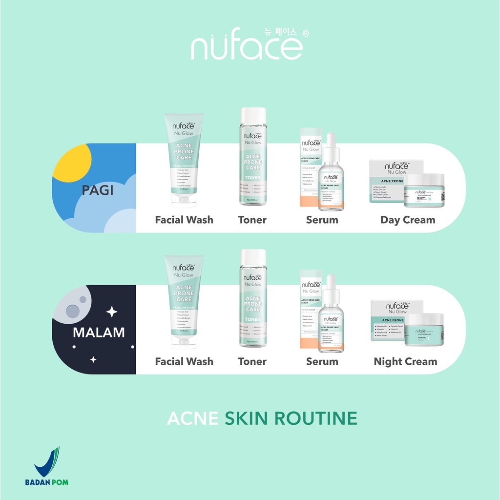 Nuface Nu Glow Day Cream &amp; Night Cream | Acne Prone, Brighten &amp; Supple, Hydralock Cream