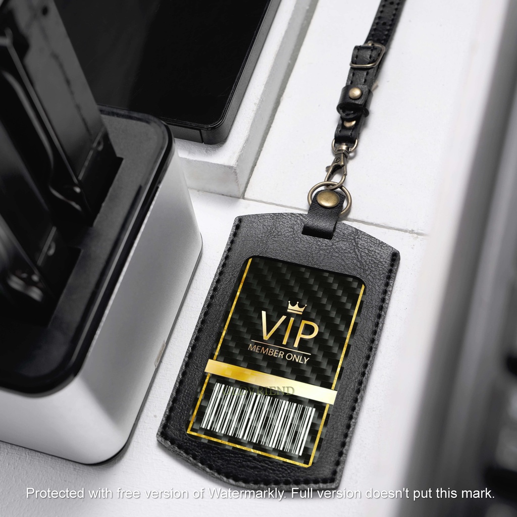 

Lanyard Harga Terjangkau Berkualitas PU Leather Lanyard ID Card BAWOR Name Tag ID Card Holder Kulit Kantor