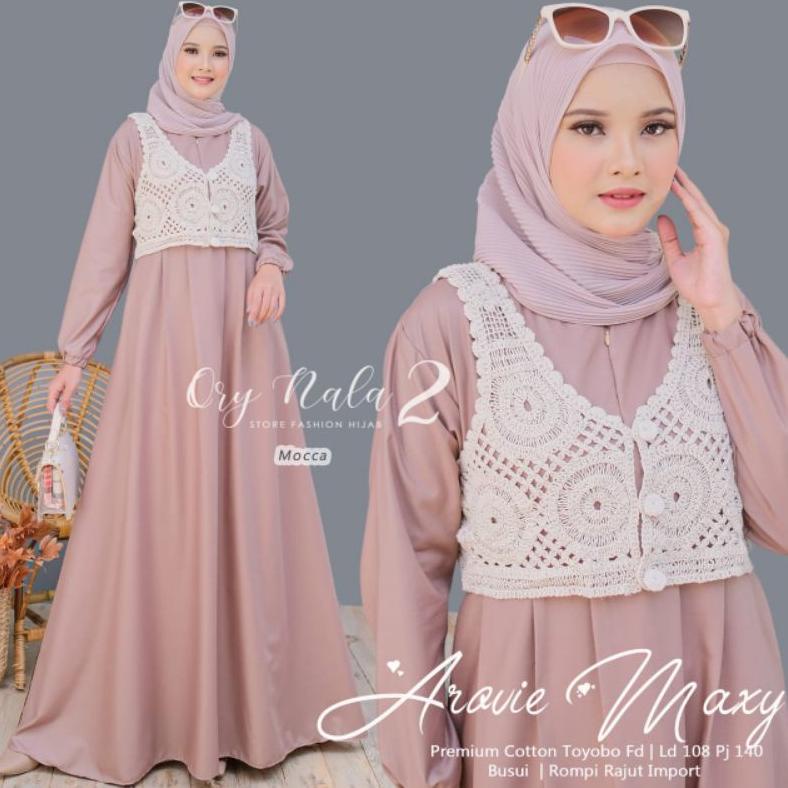 TERLARIS AROVIE MAXY SET ORI NALA 2 / AROVIE SET VEST RAJUT DRESS KATUN TOYOBO LD110 GAMIS ROMPI CAR