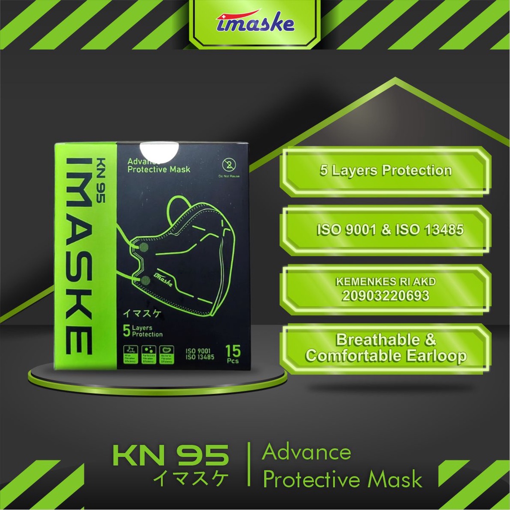 MASKER KARET IMASKE KN95 5PLY BOX ISI 15 PCS