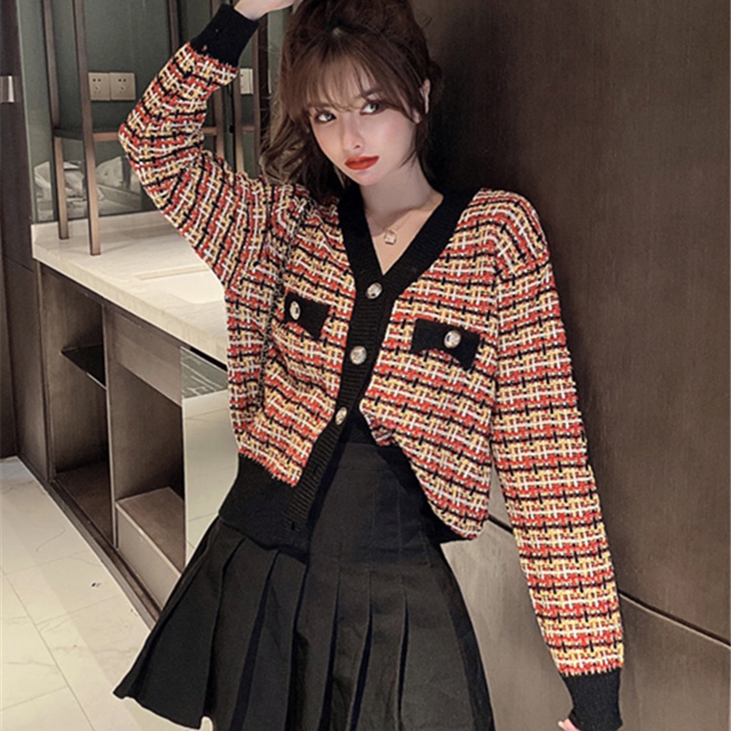 EUNII Cardigan Rajut Wanita Fashion Jaket Wanita Terbaru Outer Crop Korean Style